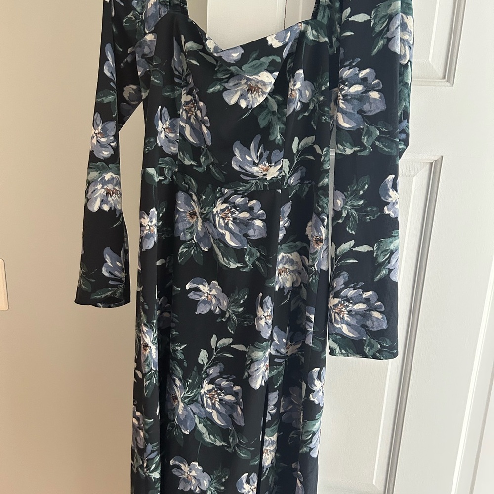 Abercrombie & Fitch Black Floral Long Sleeve Dress